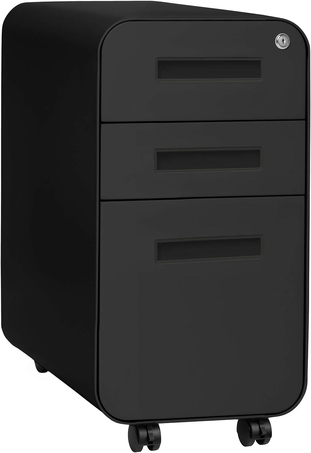3-Drawer Mobile File Cabinet Black Grey F842071