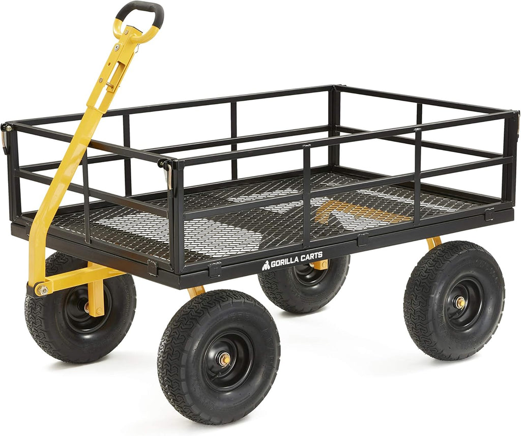 Heavy-Duty Steel Utility Cart with Removable Sides and 15" Tires, 1400-lbs. Capacity, Black Y791