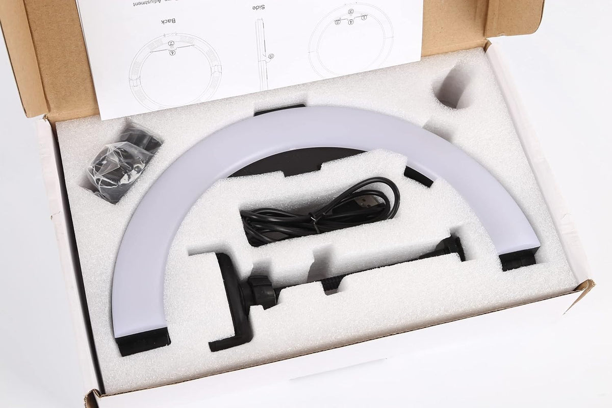10 Compact Foldable Dimmable LED Video Ring Light Kit with Phone Holder and Light Stand F163361