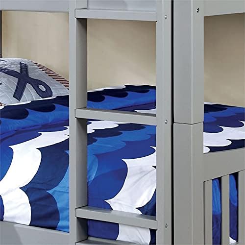 Twin Over Twin Wood Bunk Bed in Gray U85087