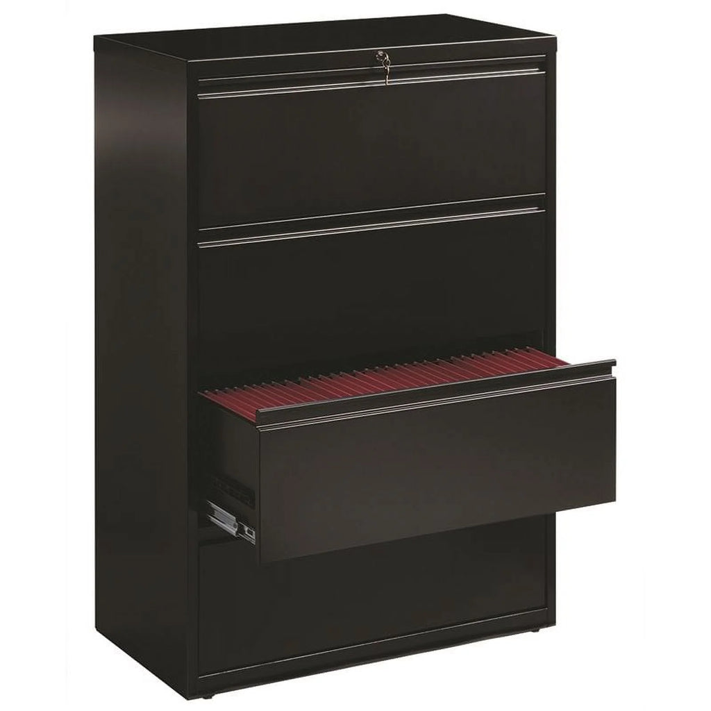 36" 4-Drawer Metal Lateral File Cabinet in Black U700