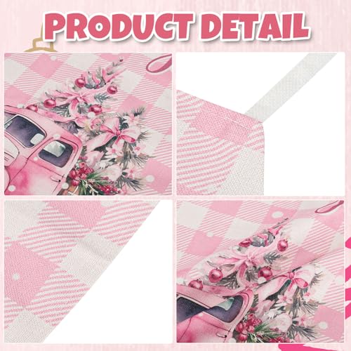 4Pcs Pink Christmas Kitchen Cooking Aprons T47293