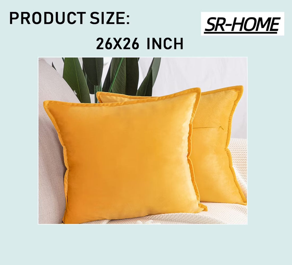 Set of 2 Velvet Decorative Throw Pillow Covers Square with Fringe Cushion Case C9850