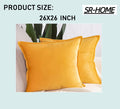 Set of 2 Velvet Decorative Throw Pillow Covers Square with Fringe Cushion Case C9850