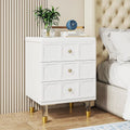 White Gold 3 Drawer Nightstand Z3389