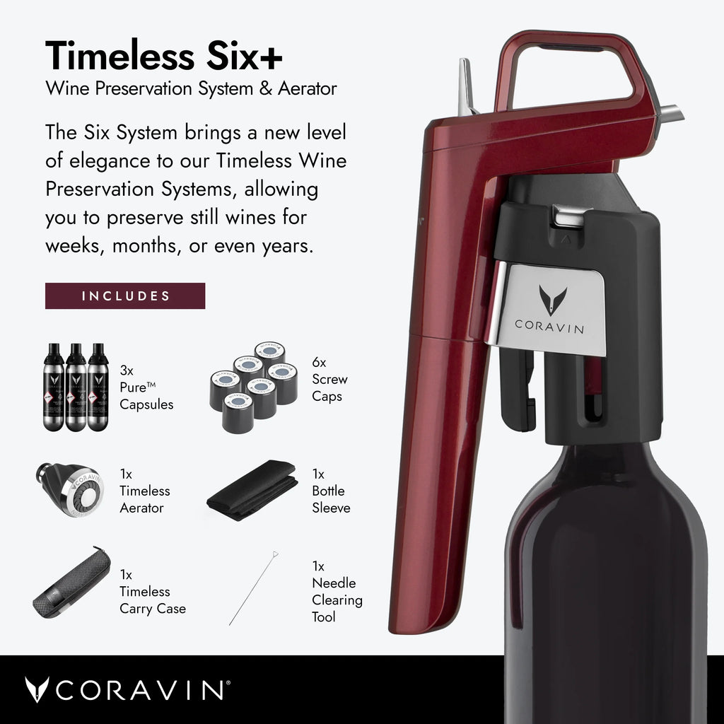 Burgundy Wine Preservation System with 3 Gas Capsules E853526