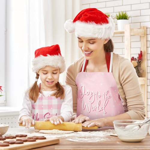 4Pcs Pink Christmas Kitchen Cooking Aprons T47293