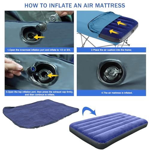 Folding Camping Cot with Inflatable Air Mattress and Carry Bag K8574