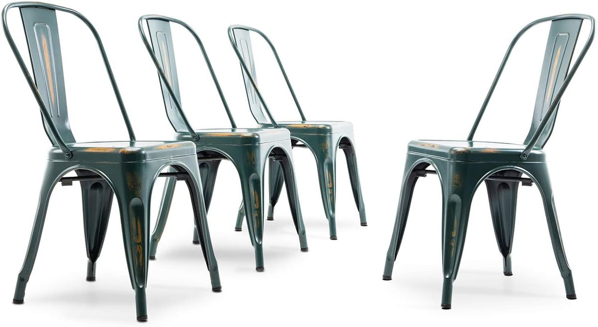 Stackable Metal Dining Chairs Set of 4 Red D213391