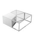 37 in. Silver Glass Mirrored Coffee Tables, Set of 3 Q98653