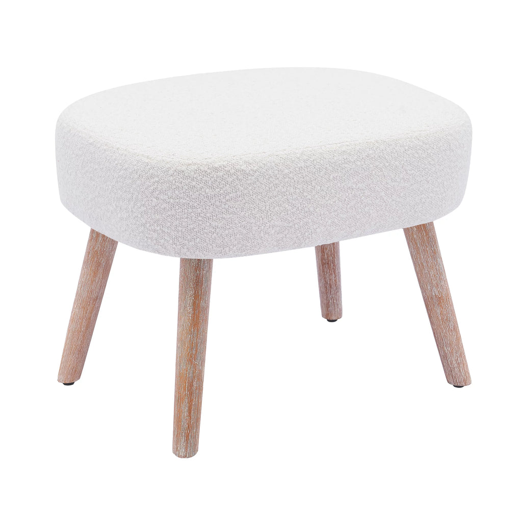 Cream Boucle Wingback Accent Chair and Ottoman Set G439584