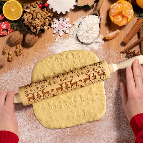 Embossed Wooden Rolling Pin V5642