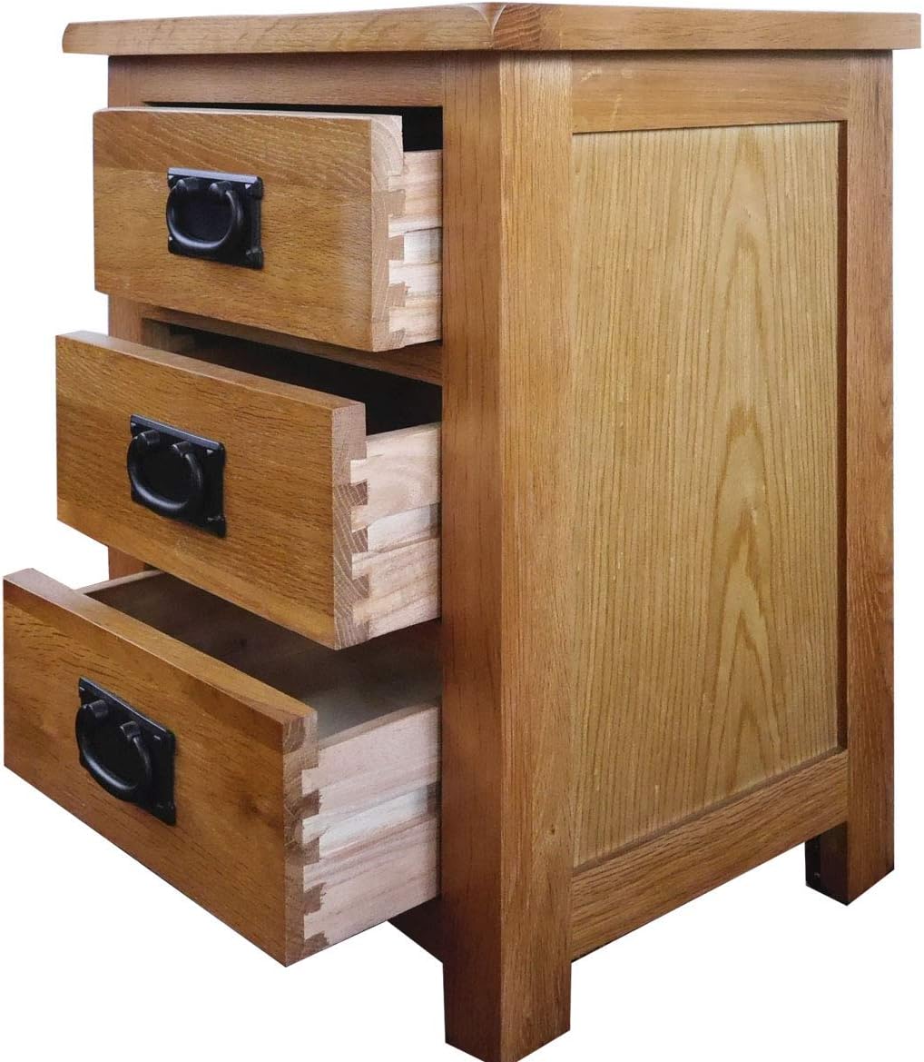 Oak Nightstand with Drawer, 3 Drawers Cabinet Board Nightstands L47228
