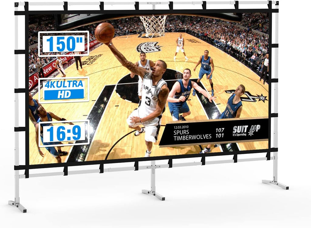 Outdoor Projector Screen with Stand, 120 Inch (16:9), Portable with Full-Set Bag O380