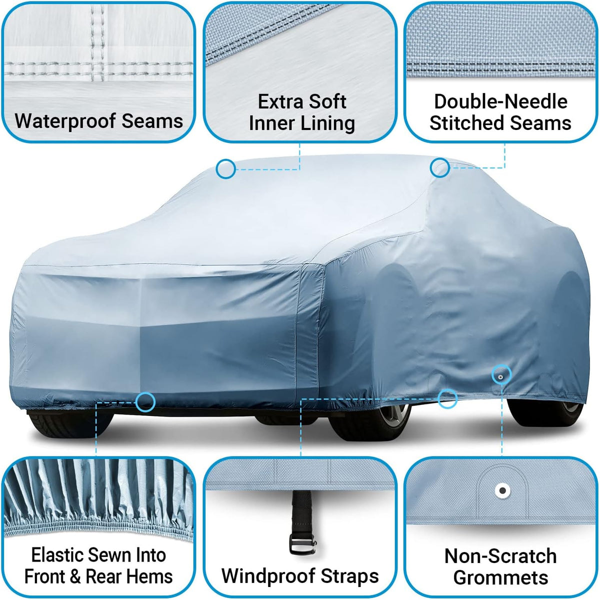 Ford Mustang 2015-2022 Full Car Cover Waterproof All Weather Custom Outdoor Indoor Padded Cover with Straps M865