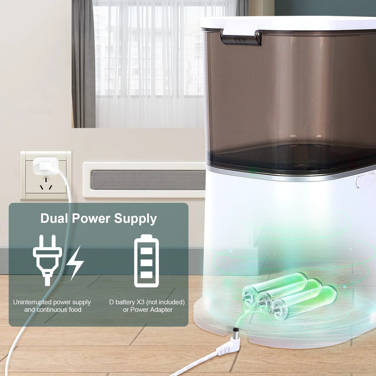 Automatic Cat Feeder 6L Dry Food Dispenser with Desiccant Bag S61420