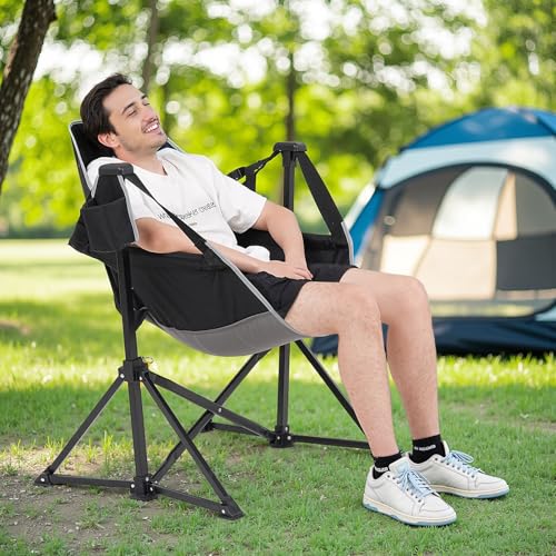 Black Oversized Hammock Camping Chair with Cup Holder E588