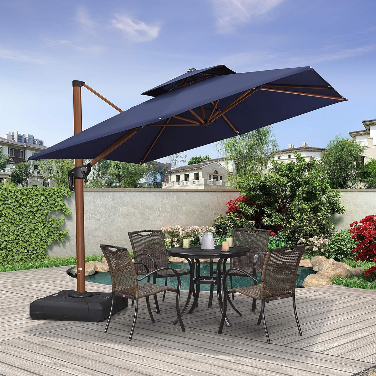 10ft Beige Cantilever Patio Umbrella D31331
