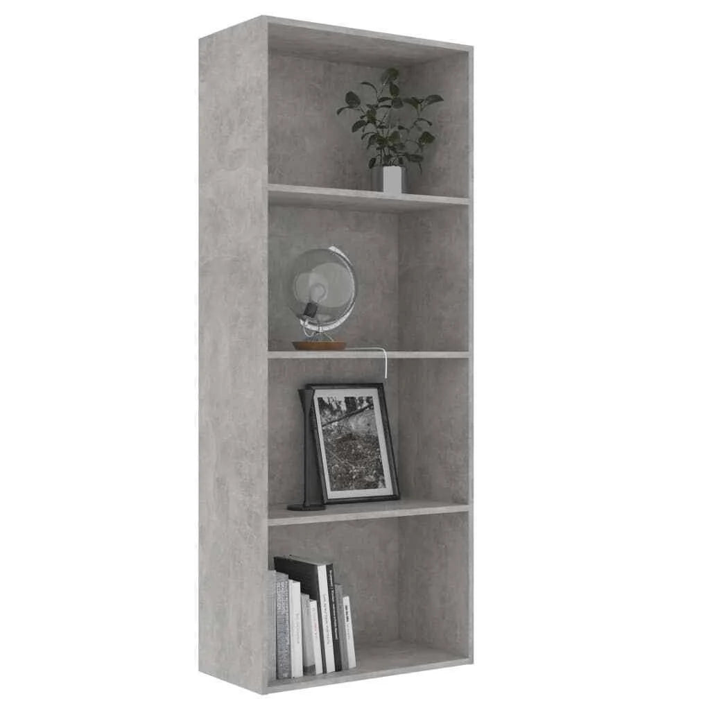 4-Tier Book Cabinet Concrete Gray Chipboard O639
