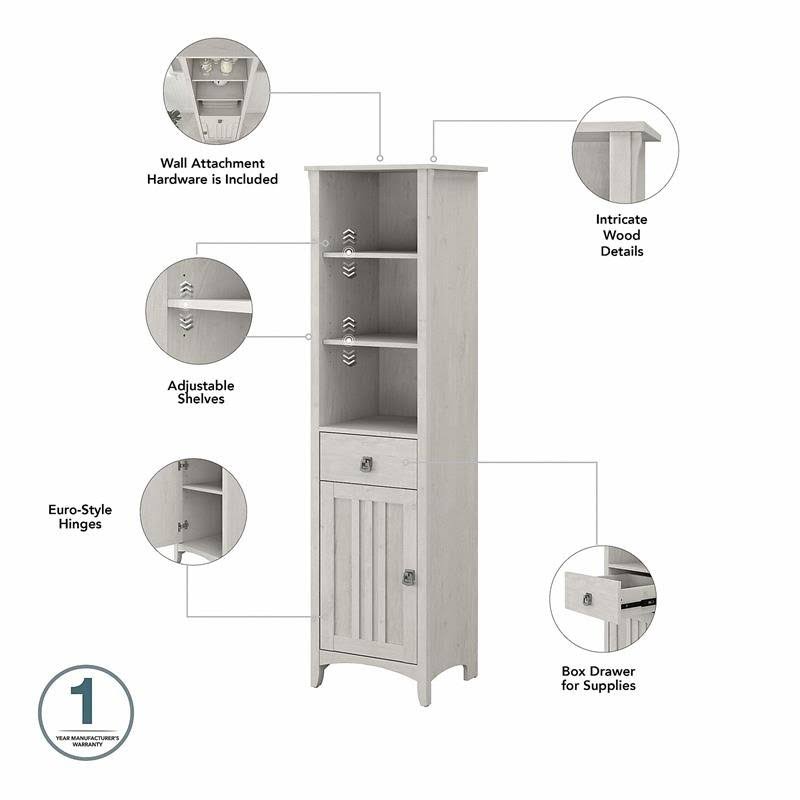 Linen White Oak Engineered Wood Bathroom Storage Set R8855