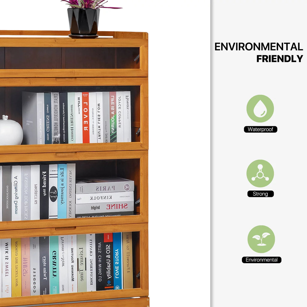 Bamboo 4 Tiers Bookcase with Acrylic Doors G289331
