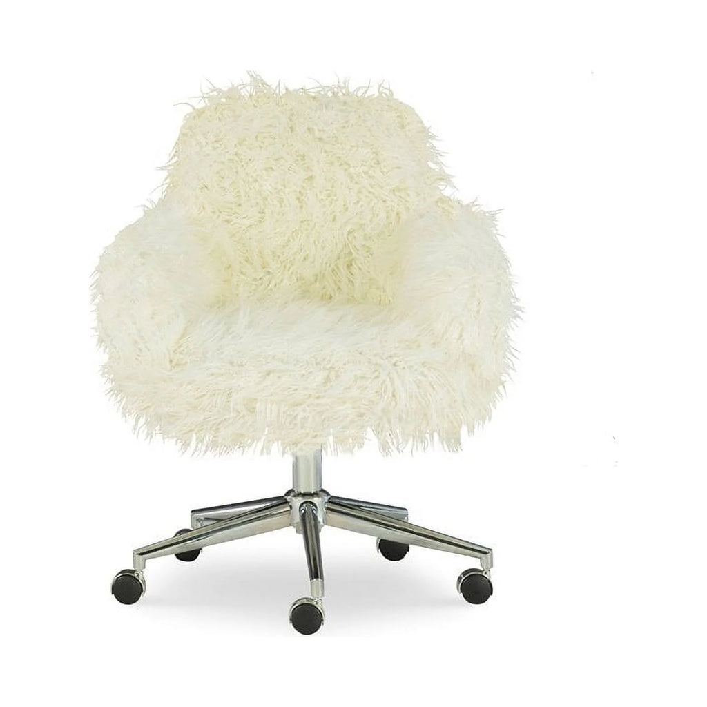 White Faux Fur Upholstered Office Chair P5508
