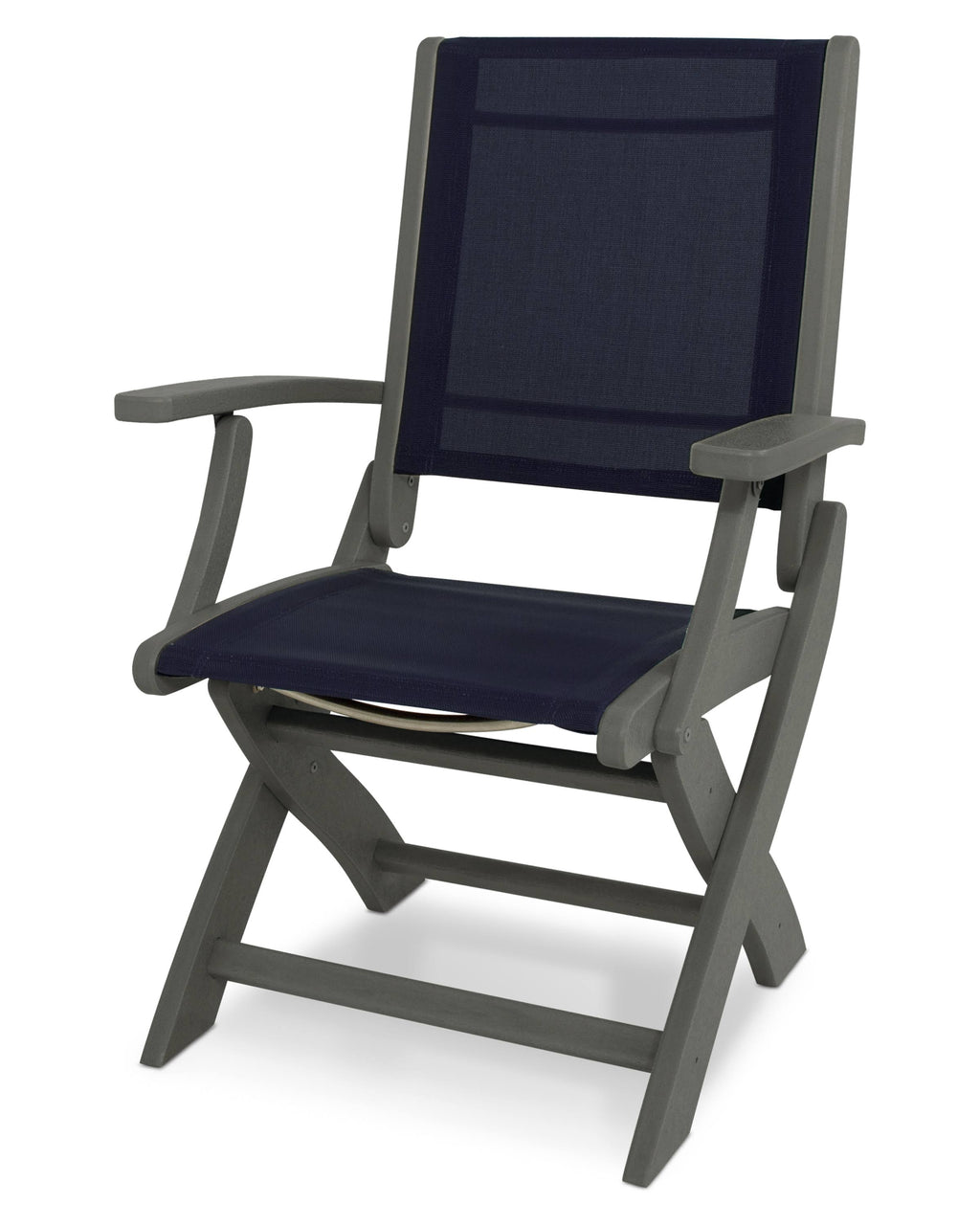 Slate Grey / Navy Blue Sling Folding Chair J594591