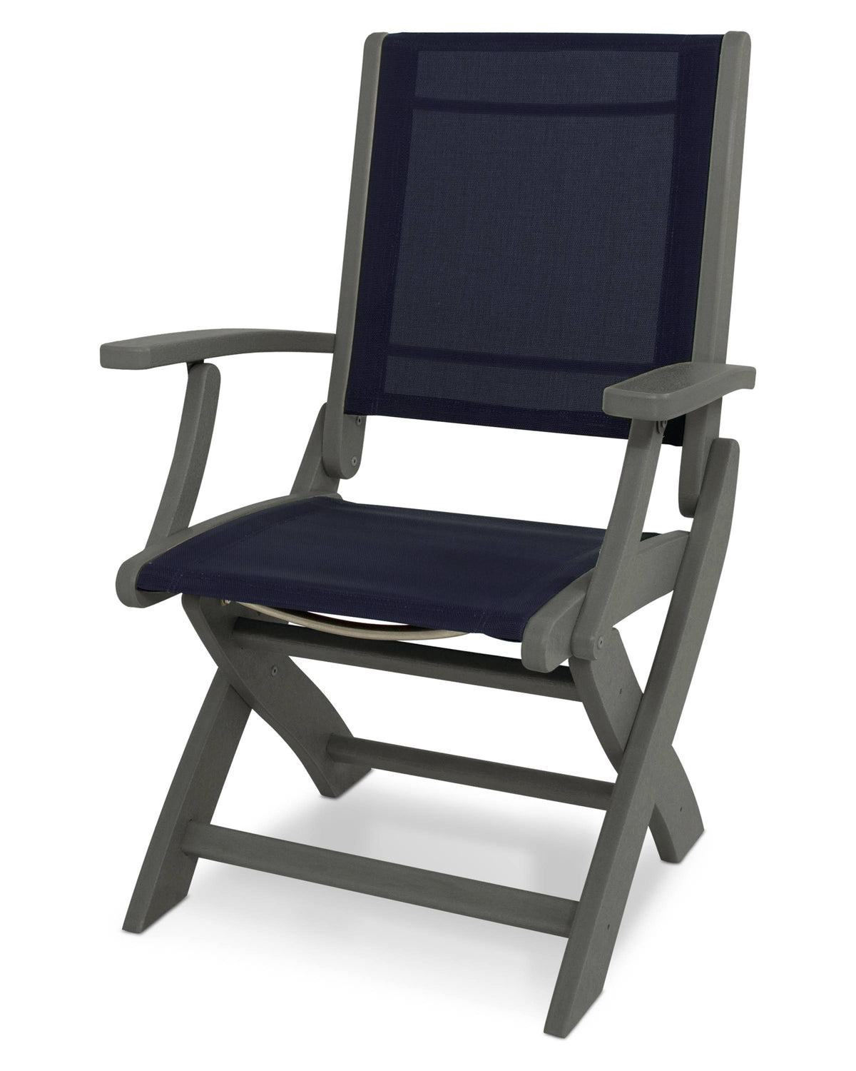 Slate Grey / Navy Blue Sling Folding Chair J594591
