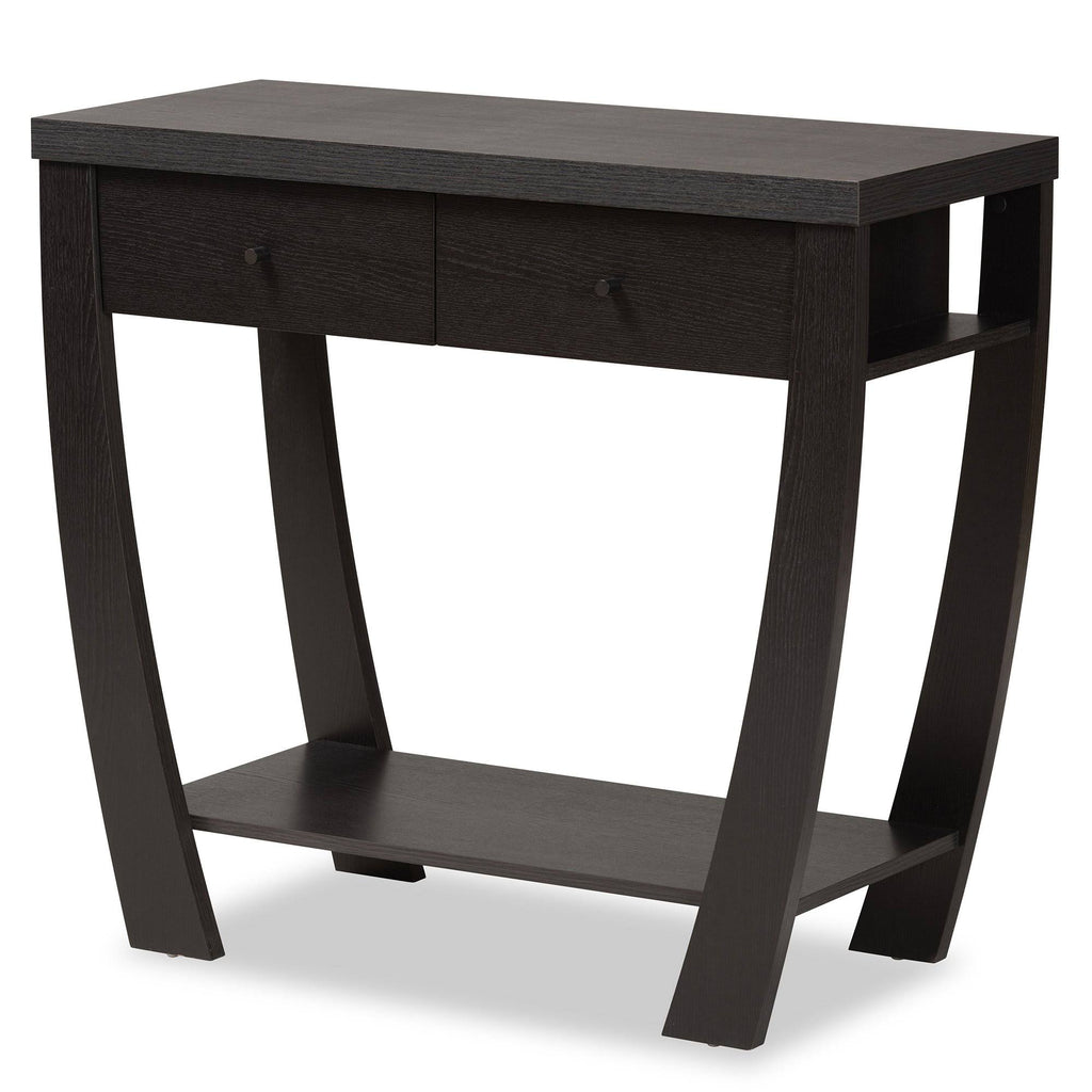 Dark Brown Wood 2-Drawer Console Table Q61288