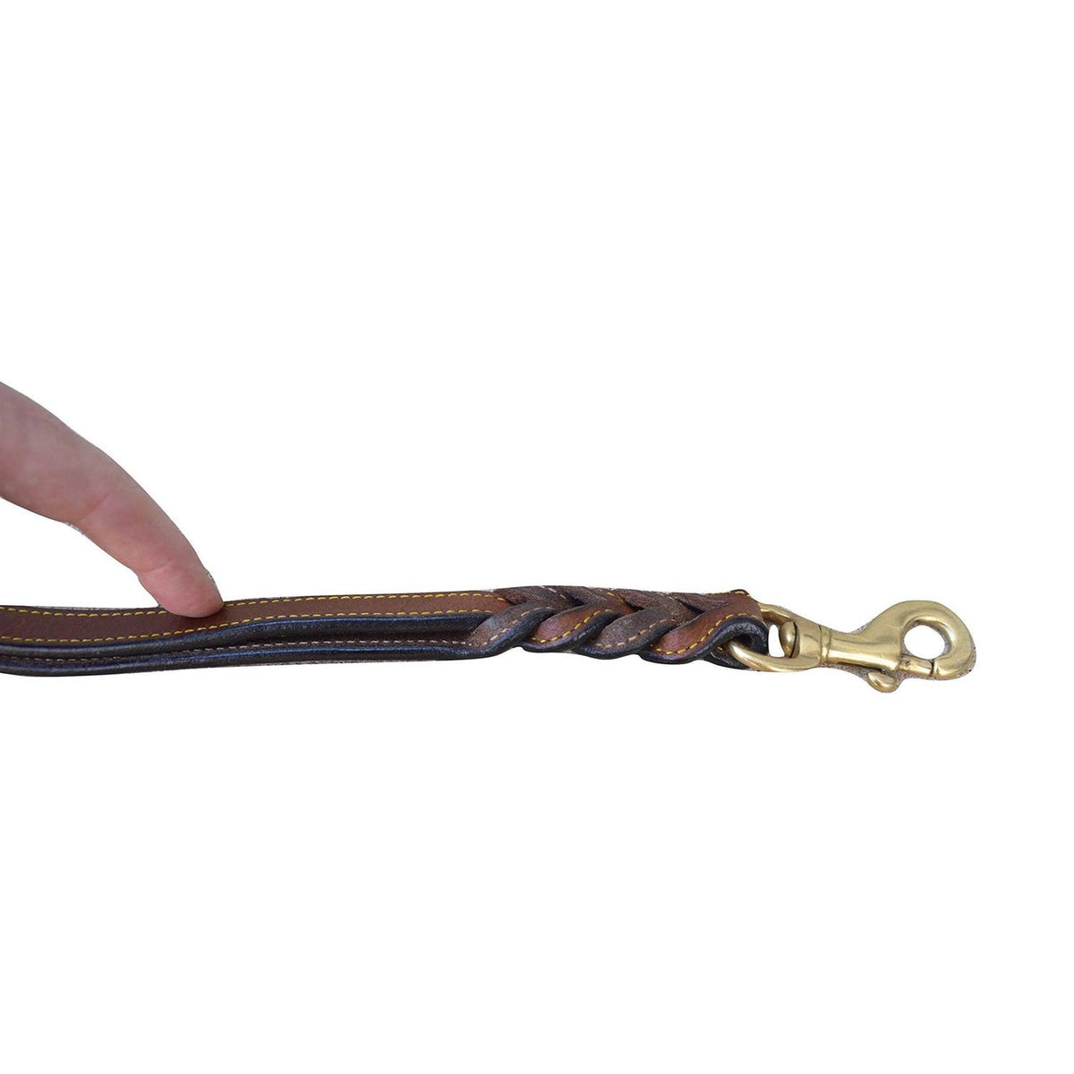 6 Foot Braided Leather Dog Leash with Traffic Handle E7309
