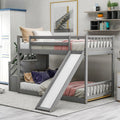 Grey Wood Bunk Bed with Stairs and Slide X225479
