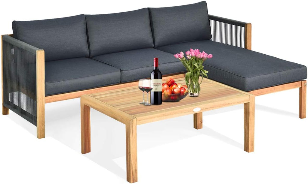 3 Piece Acacia Wood Patio Conversation Set R53847