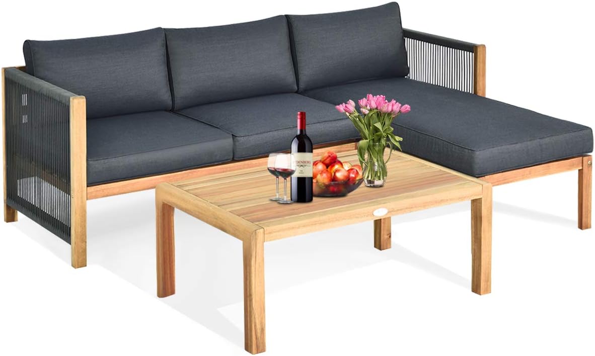 3 Piece Acacia Wood Patio Conversation Set R53847