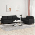 2 Piece Black Faux Leather Sofa Set with Metal Frame A18905