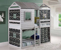 Twin Over Twin Size Bunk Loft Bed with Tent A279950