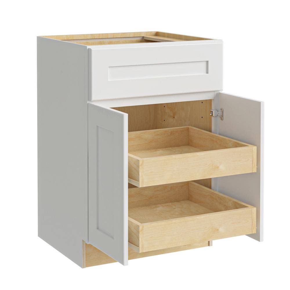 24x34.5x24 in. Plywood Shaker Kitchen Cabinet with 2 Rollouts T101078