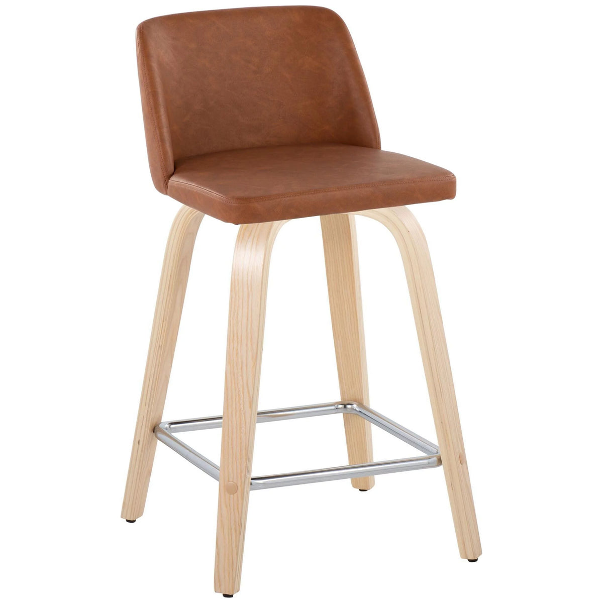 24" Counter Stool with Natural Wood Base, Set of 2 C913164