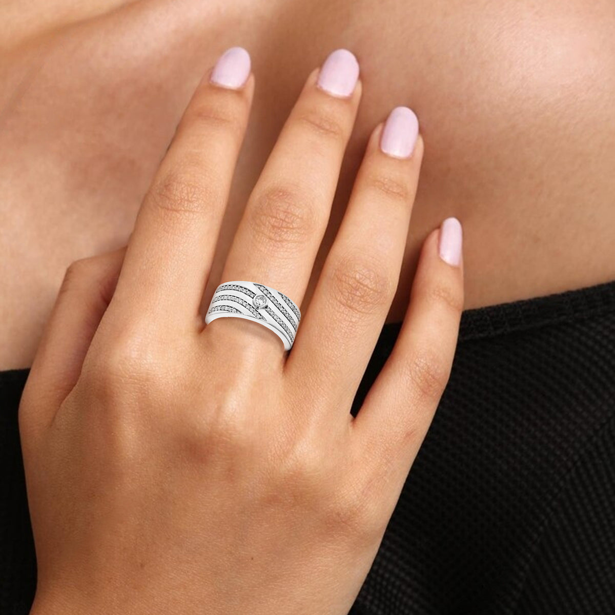 1/3 CTTW Lab Grown Diamond Wedding Band .925 Sterling Silver Size 7 X7376