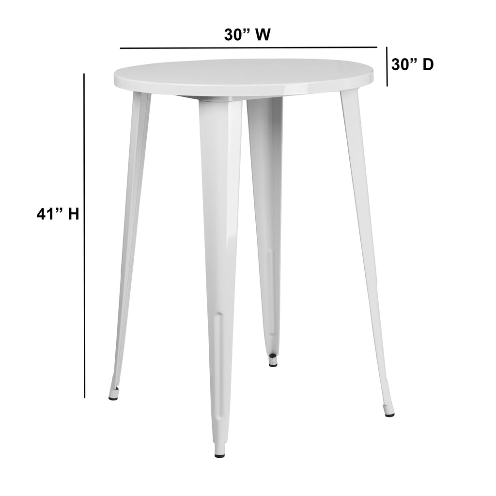 30" Round White Metal Bar Height Table Z1173