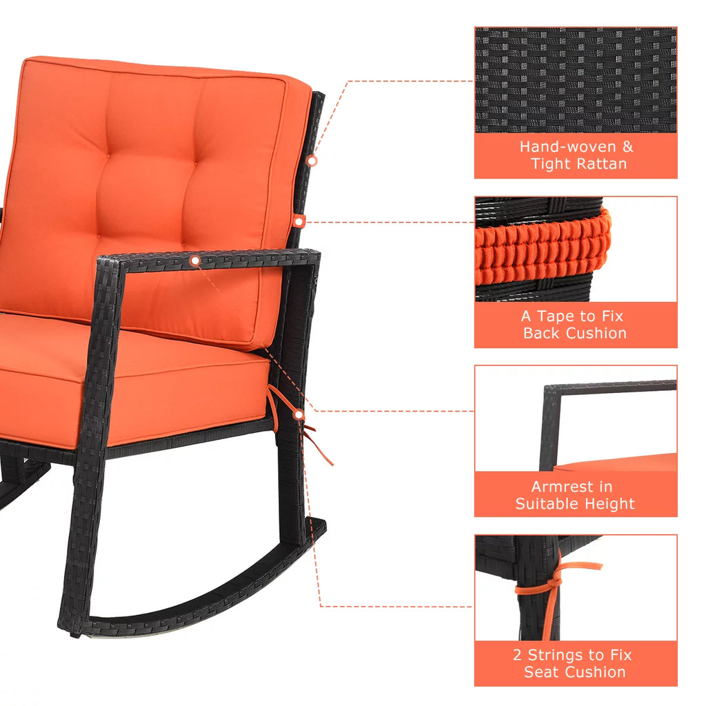 Outdoor Wicker Rocking Chair with Cushion T9949