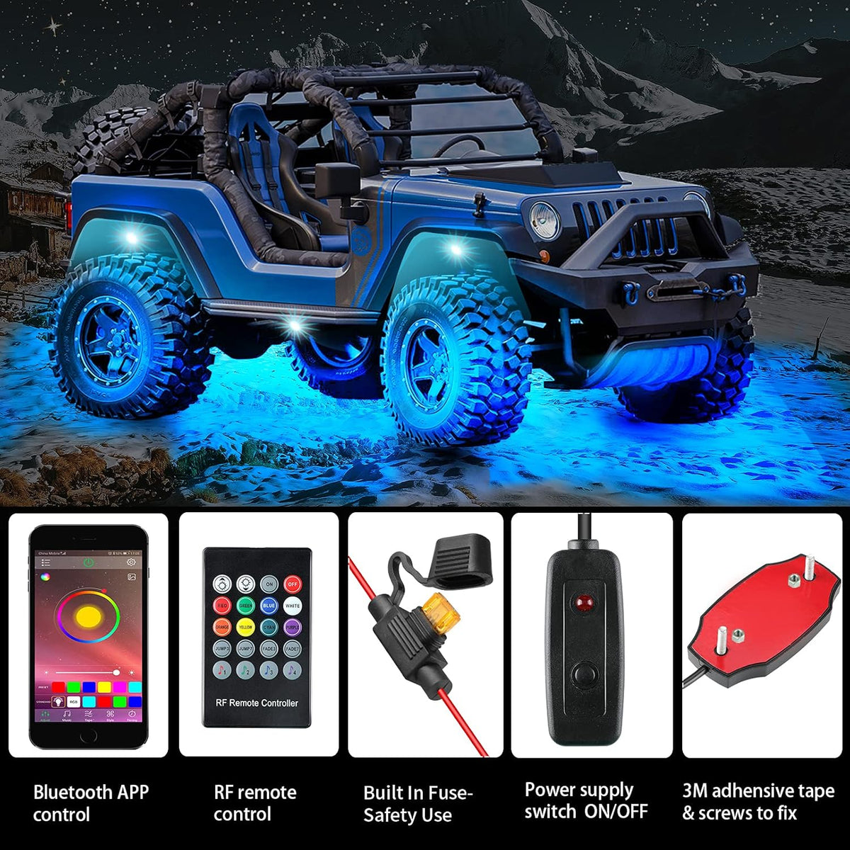 6 Pods Waterproof Car Underglow LED Lights Kit Y917