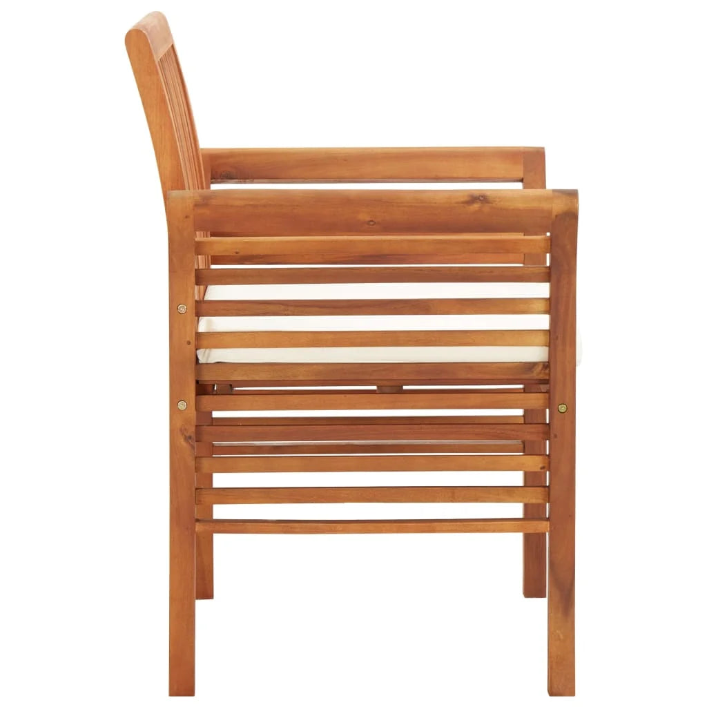 Solid Wood Acacia Patio Dining Chairs with Cushions 4 pcs J4530