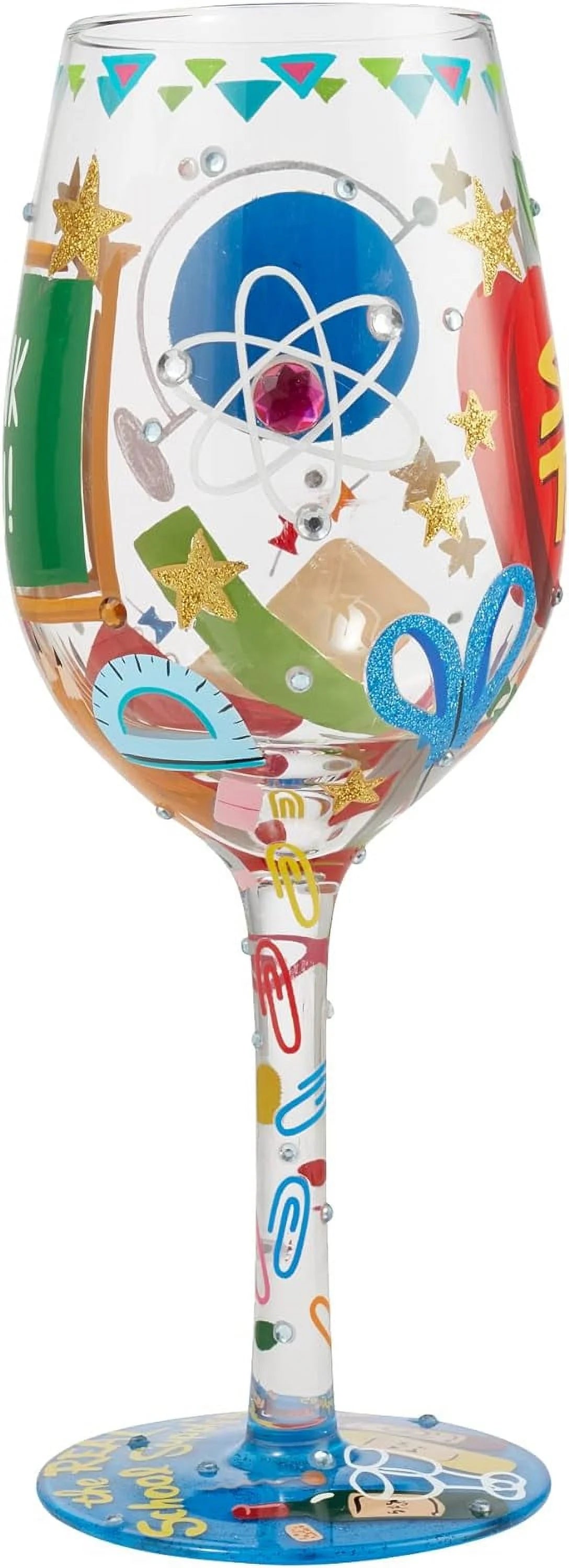 Hand-Painted Artisan Wine Glass 15 Ounce Multicolor E191