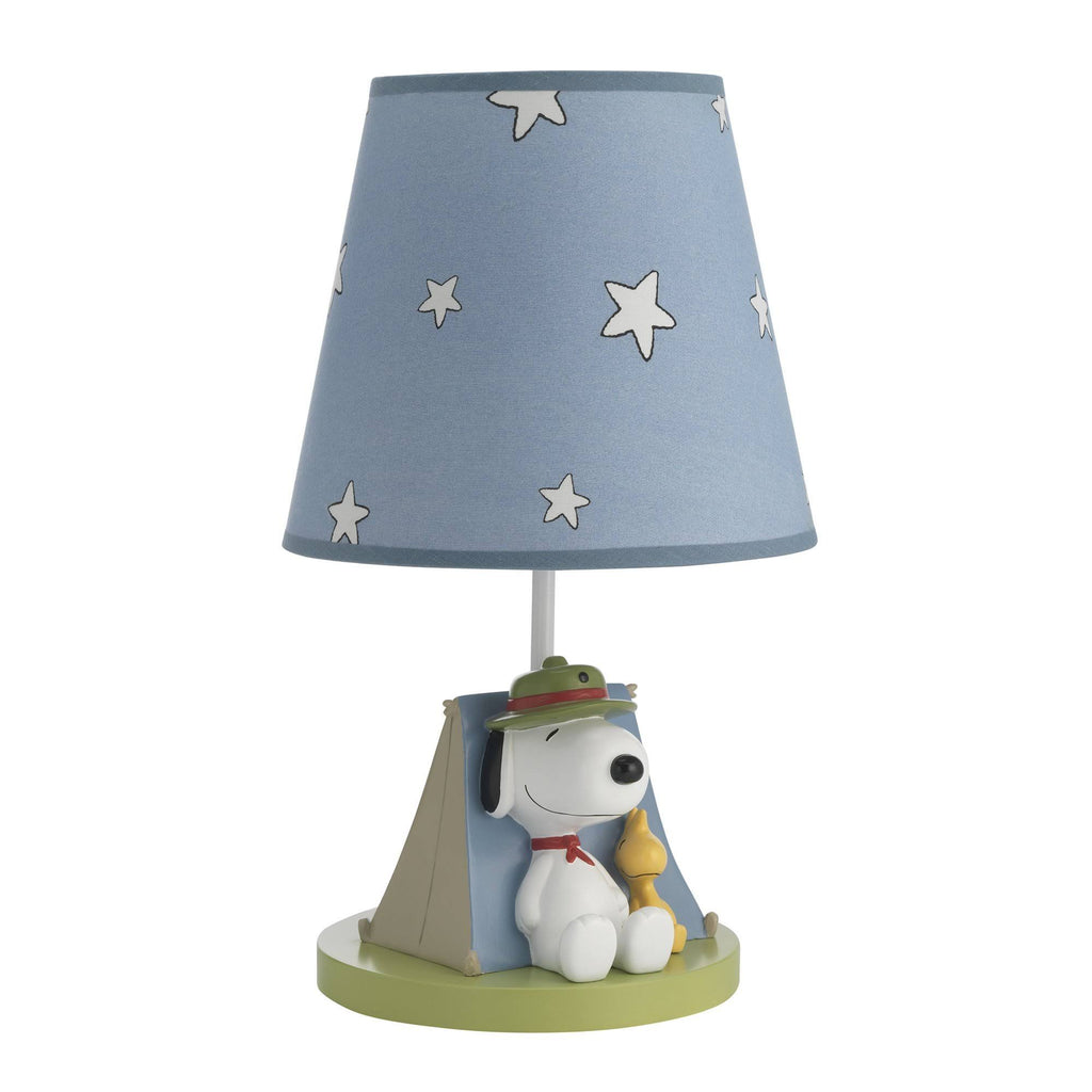Blue, Beige, Green Campout Lamp with Shade & Bulb W6994
