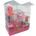 Large Twin Tower 5-Levels Crossing Tube Habitat Wire Animal Cage with Deep Base Q896605