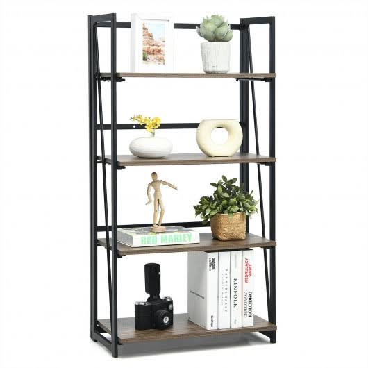 4-Tier Folding Industrial Bookshelf V13200