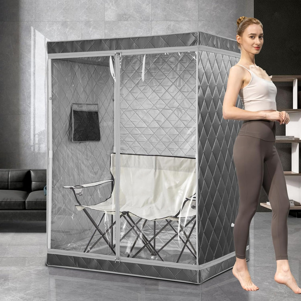 Full Size 2 Person Portable Steam Sauna Tent (Grey) O406144