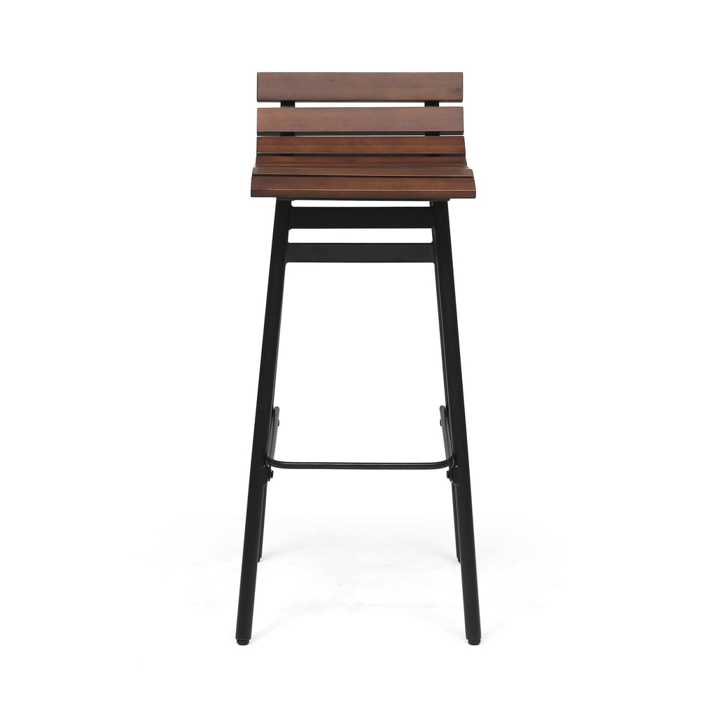 Wooden Barstool Set of 2 Gray Black E594