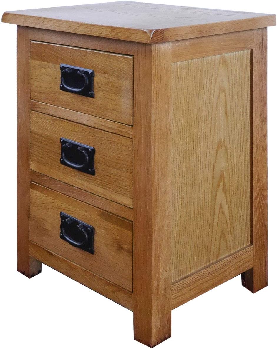 Oak Nightstand with Drawer, 3 Drawers Cabinet Board Nightstands L47228