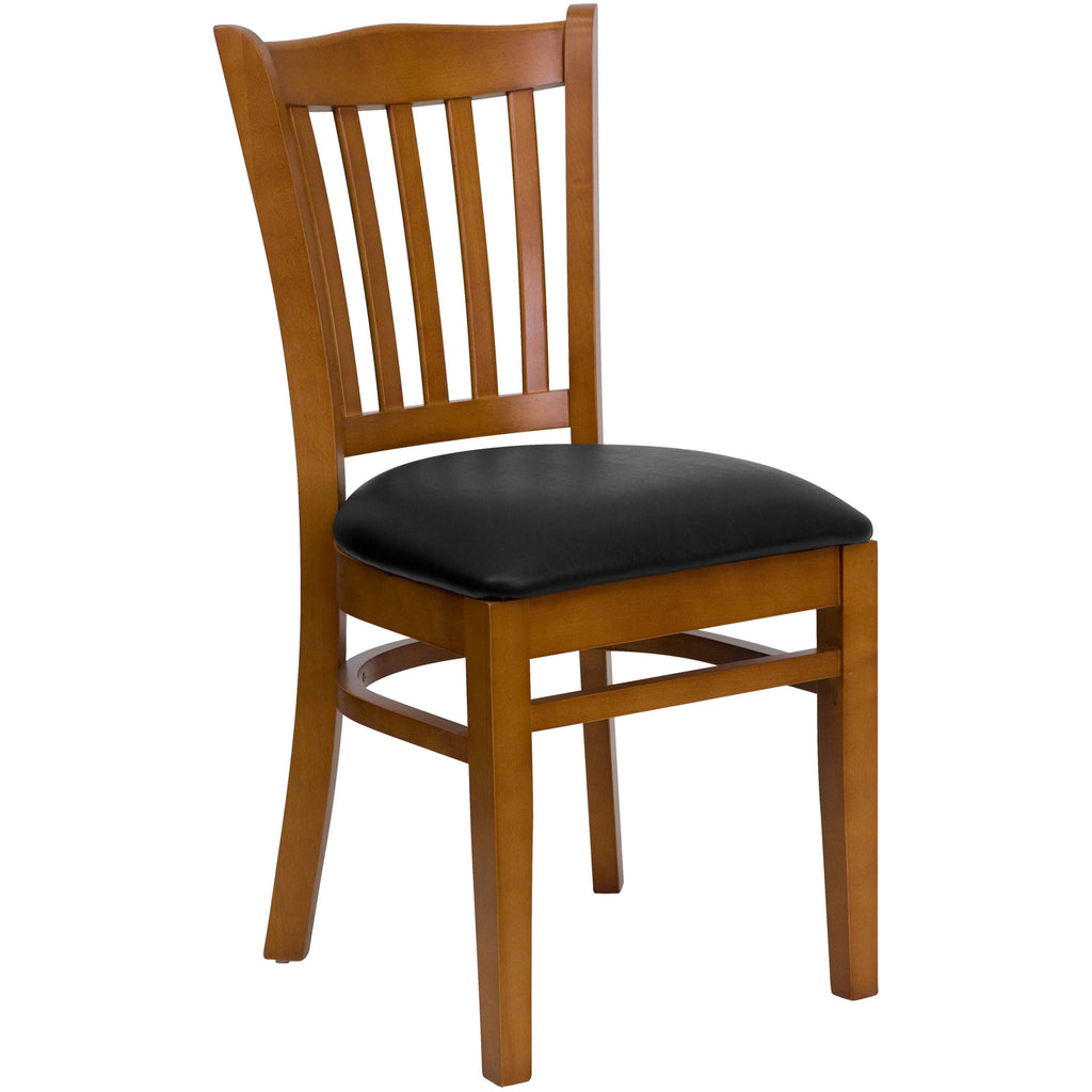 Vertical Slat Back Walnut Wood Restaurant Chair R24011